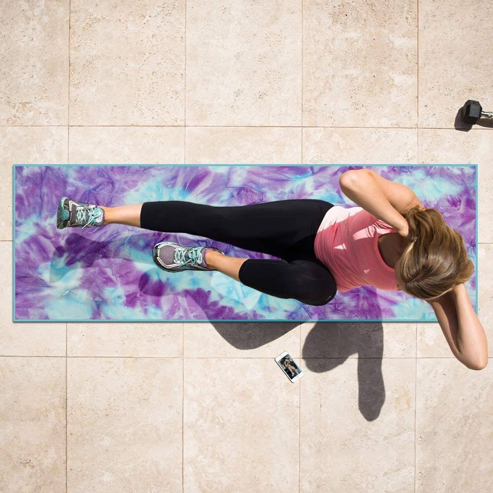 Tie Dye Yoga Mat Towel with Slip-Resistant Grip Dots - Drakoi Marketplace