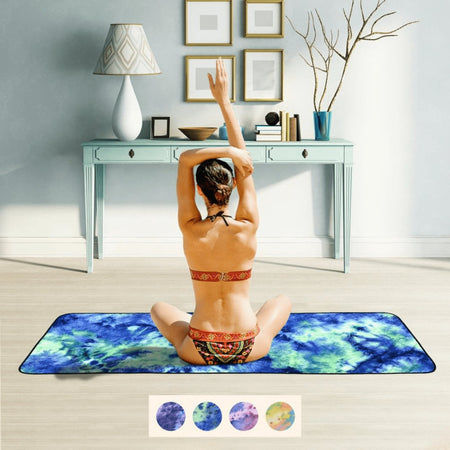 Tie Dye Yoga Mat Towel with Slip-Resistant Grip Dots - Drakoi Marketplace