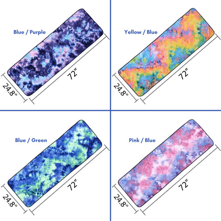 Tie Dye Yoga Mat Towel with Slip-Resistant Grip Dots - Drakoi Marketplace