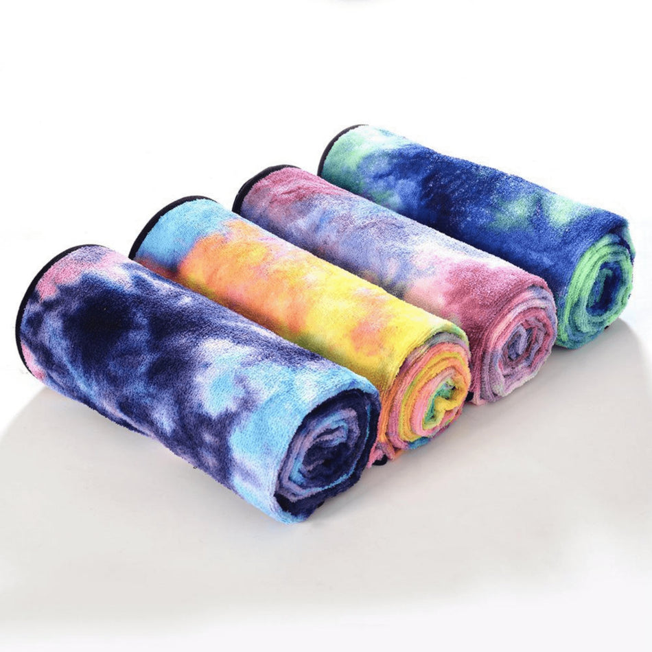 Tie Dye Yoga Mat Towel with Slip-Resistant Grip Dots - Drakoi Marketplace