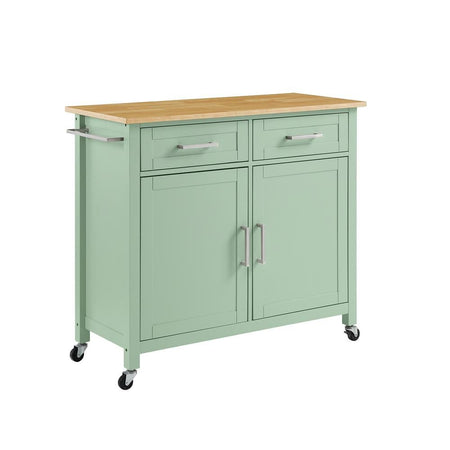 Tristan Kitchen Island/Cart Mint/Natural - Drakoi Marketplace