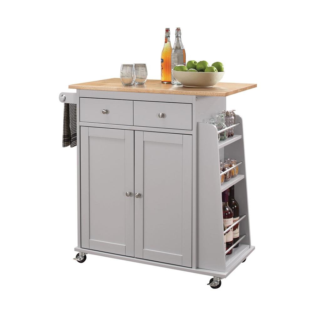 Tullarick Kitchen Cart, Natural & Gray - Drakoi Marketplace