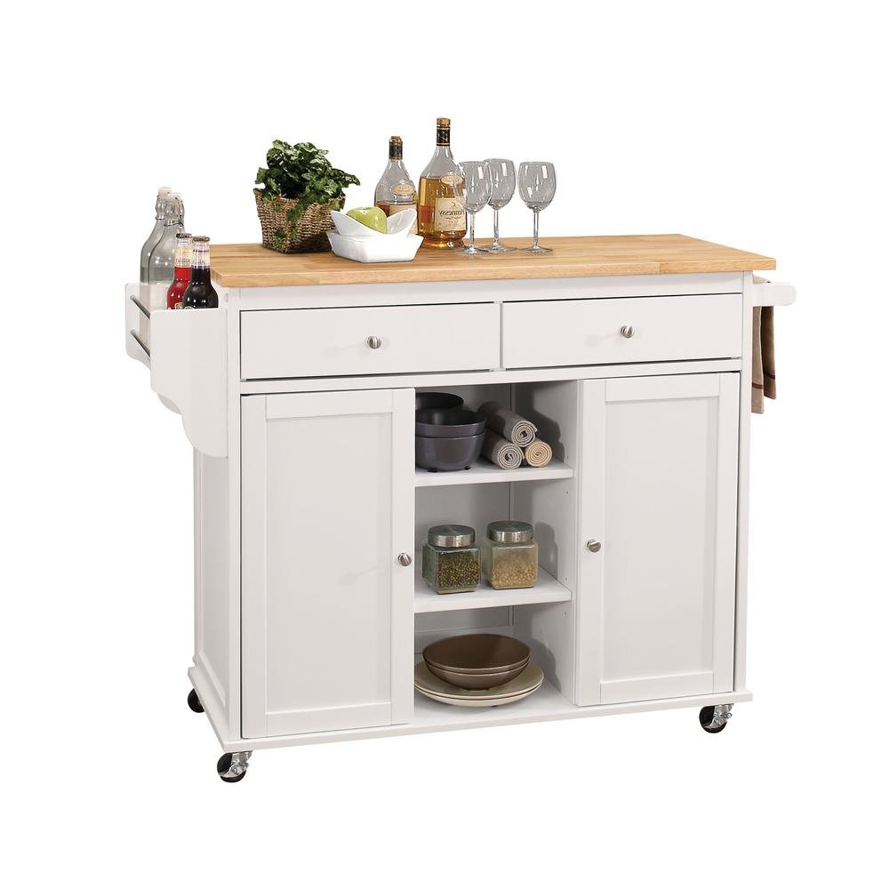 Tullarick Kitchen Cart, Natural & White - Drakoi Marketplace