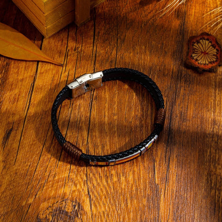 Unisex Black Leather Braided Bracelet - Drakoi Marketplace