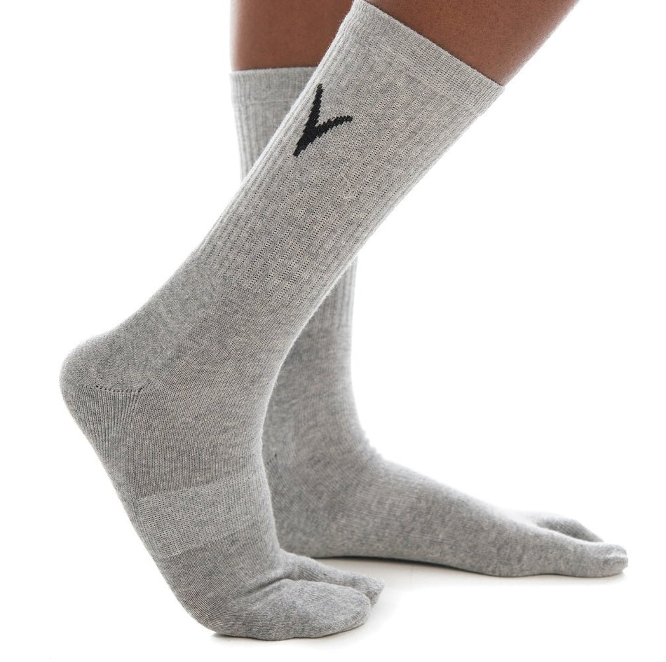 V-Toe Athletic Flip-Flop Tabi Big Toe Crew Socks - Light Gray - Drakoi Marketplace