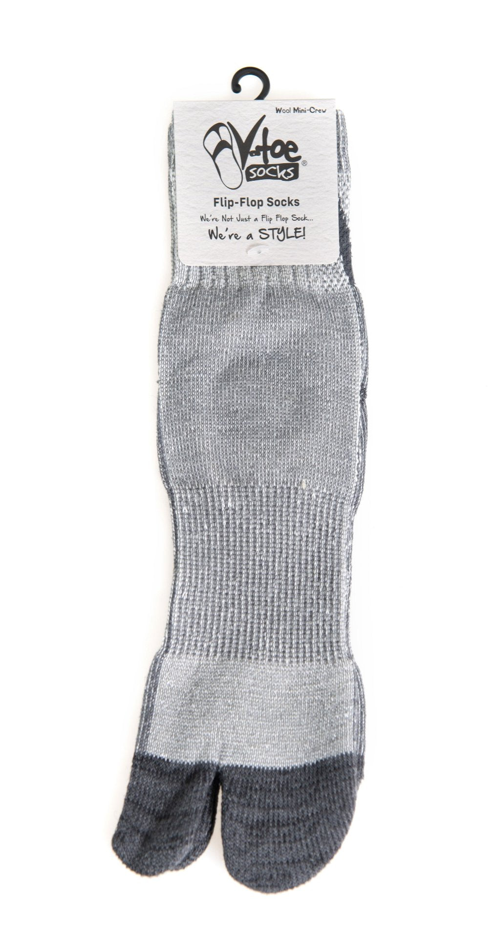 V-Toe Wool Light Grey Casual or Hiking Flip-Flop Tabi Big Toe Chaco Socks - Drakoi Marketplace