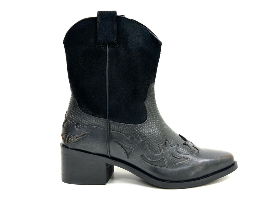 Venti Black Mid Calf Western Boot - Drakoi Marketplace