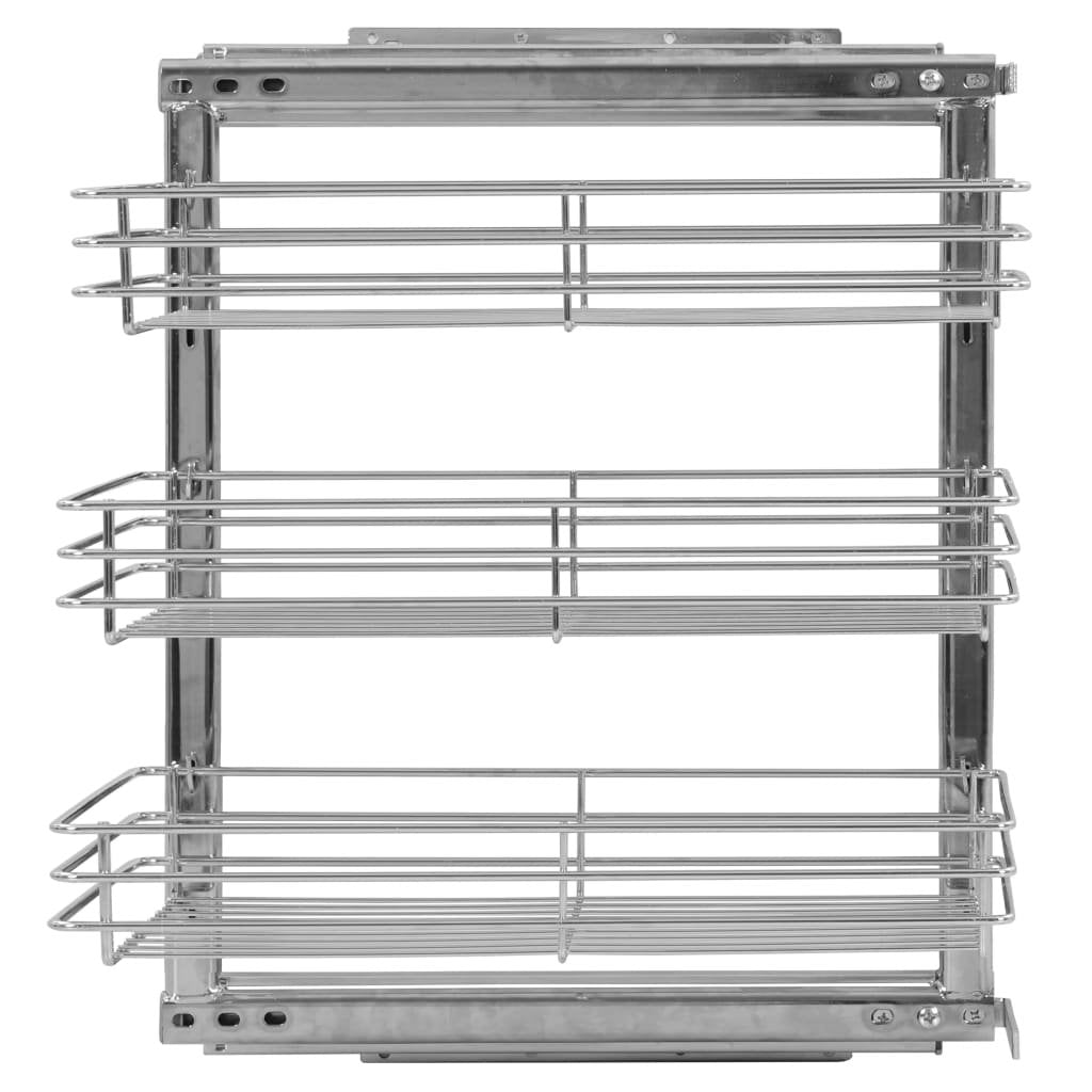 vidaXL 3-Tier Pull-out Kitchen Wire Basket Silver 18.5"x13.8"x22" - Drakoi Marketplace