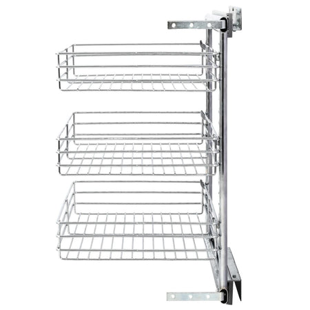 vidaXL 3-Tier Pull-out Kitchen Wire Basket Silver 18.5"x13.8"x22" - Drakoi Marketplace