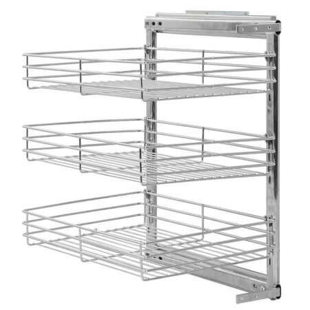 vidaXL 3-Tier Pull-out Kitchen Wire Basket Silver 18.5"x13.8"x22" - Drakoi Marketplace