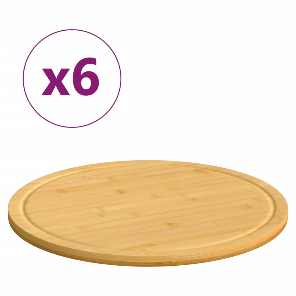 vidaXL Chopping Boards 6 pcs Ø11.8"x0.6" Bamboo - Drakoi Marketplace