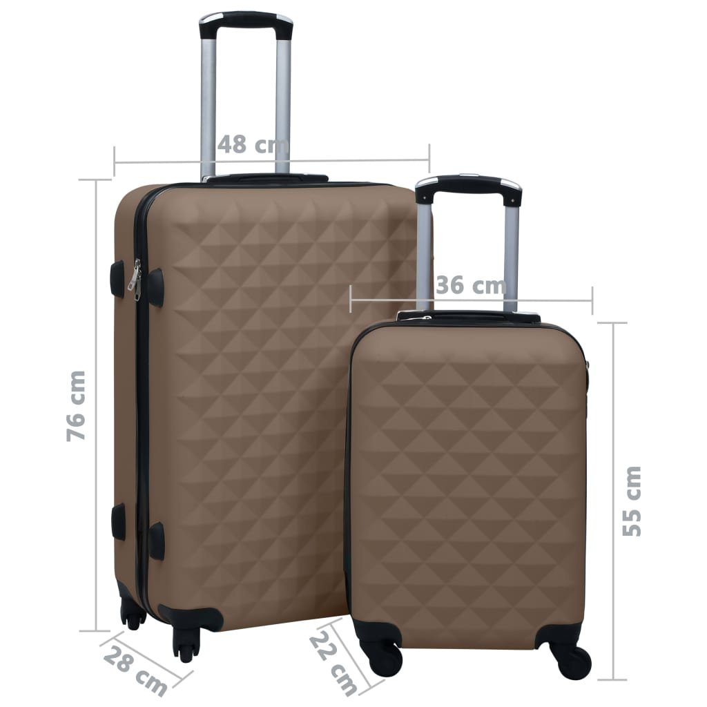 vidaXL Hardcase Trolley Set 2 pcs Brown ABS - Drakoi Marketplace