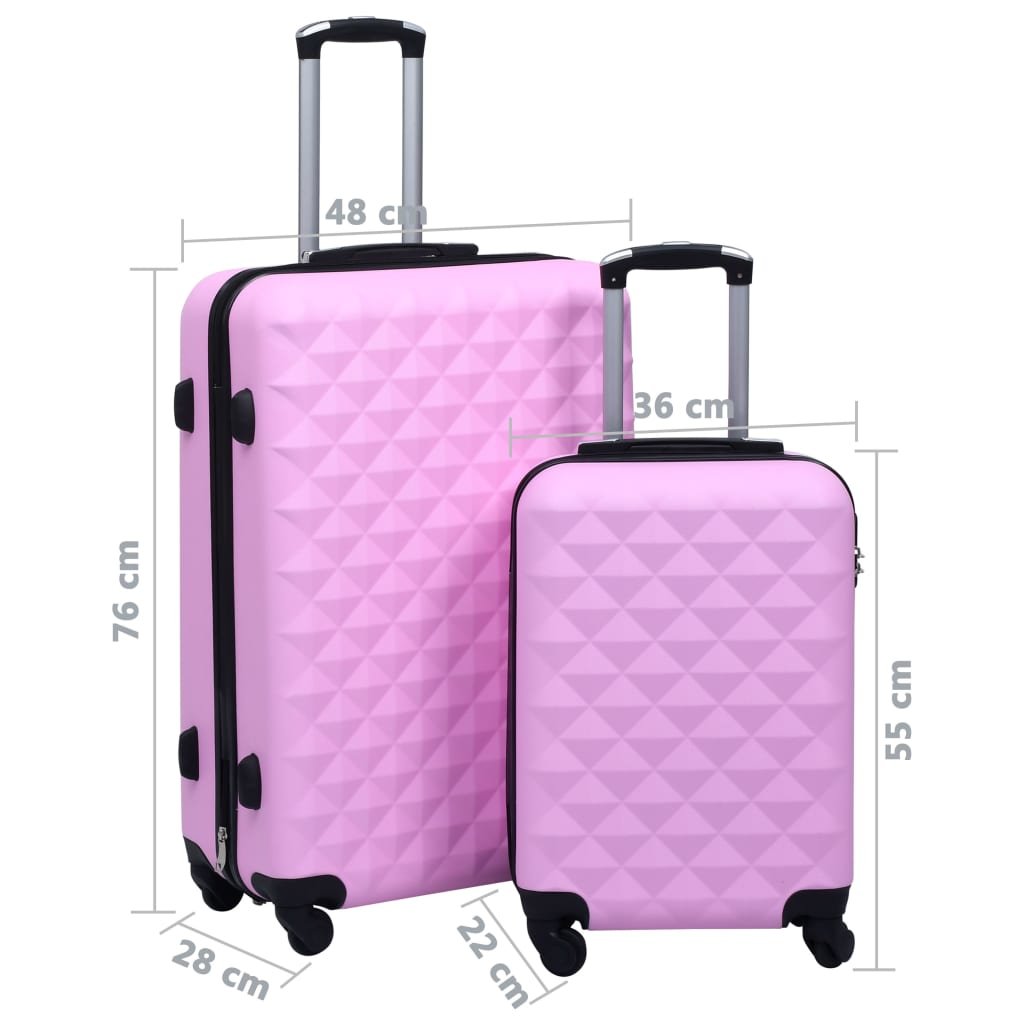 vidaXL Hardcase Trolley Set 2 pcs Pink ABS - Drakoi Marketplace