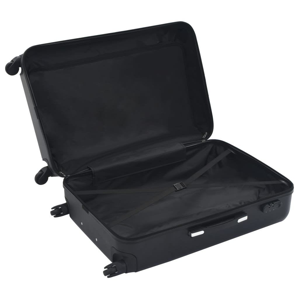 vidaXL Hardcase Trolley Set 3 pcs Black ABS - Drakoi Marketplace