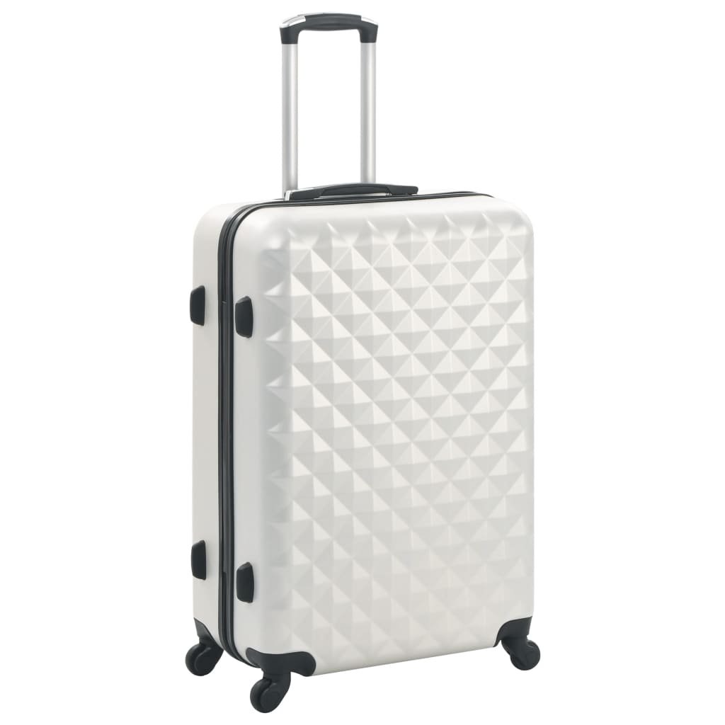 vidaXL Hardcase Trolley Set 3 pcs Bright Silver ABS - Drakoi Marketplace