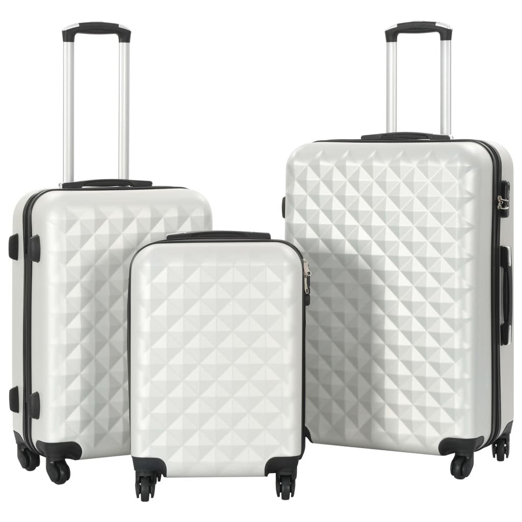 vidaXL Hardcase Trolley Set 3 pcs Bright Silver ABS - Drakoi Marketplace