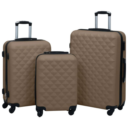 vidaXL Hardcase Trolley Set 3 pcs Brown ABS - Drakoi Marketplace