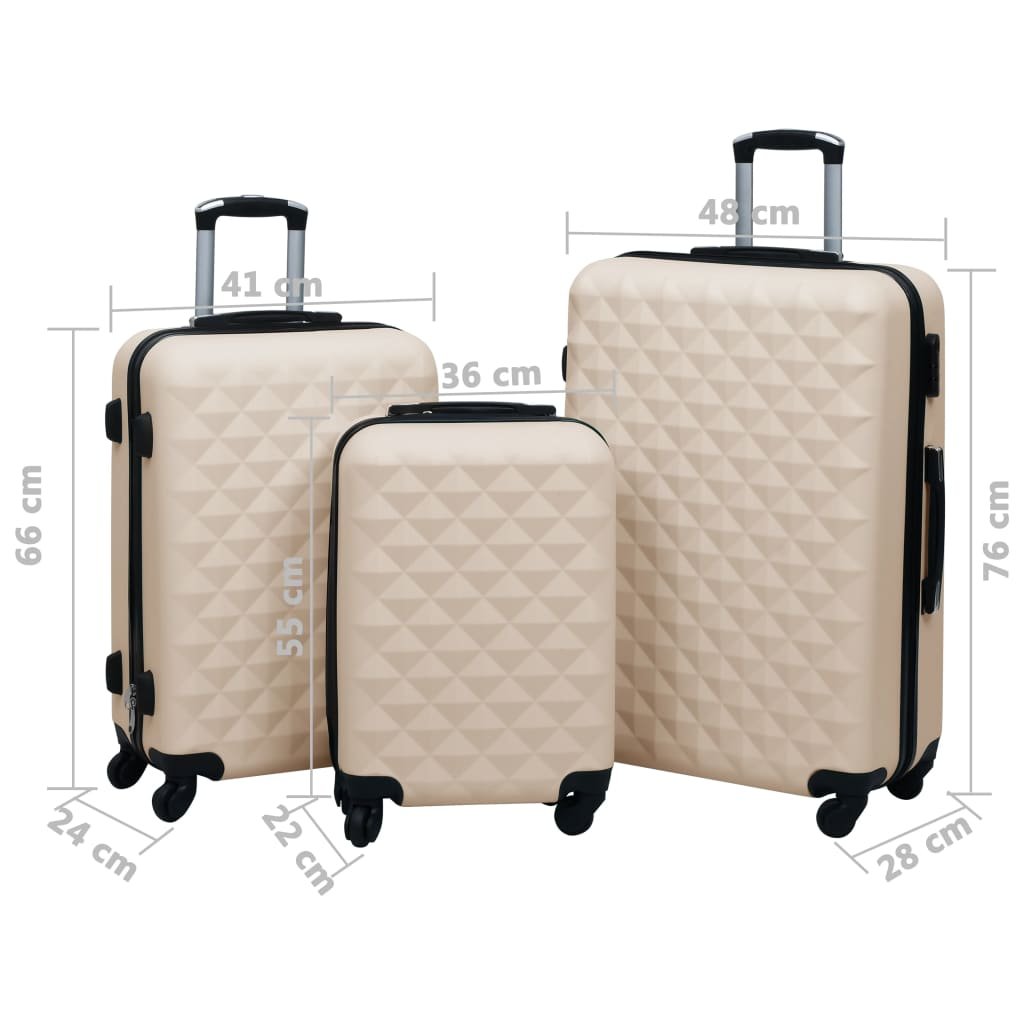 vidaXL Hardcase Trolley Set 3 pcs Gold ABS - Drakoi Marketplace