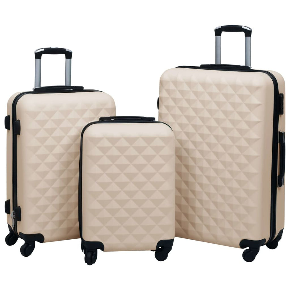 vidaXL Hardcase Trolley Set 3 pcs Gold ABS - Drakoi Marketplace