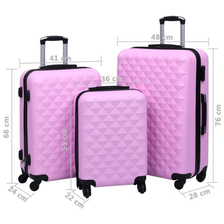 vidaXL Hardcase Trolley Set 3 pcs Pink ABS - Drakoi Marketplace