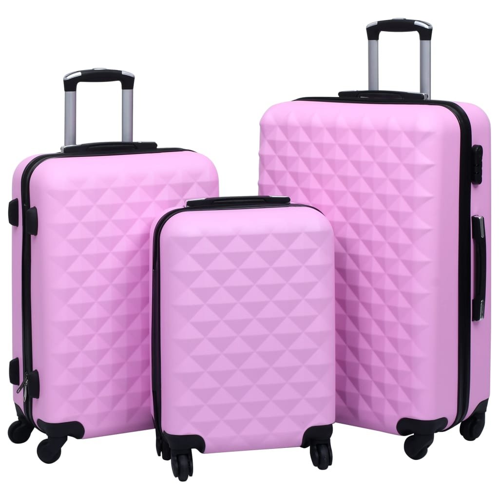 vidaXL Hardcase Trolley Set 3 pcs Pink ABS - Drakoi Marketplace