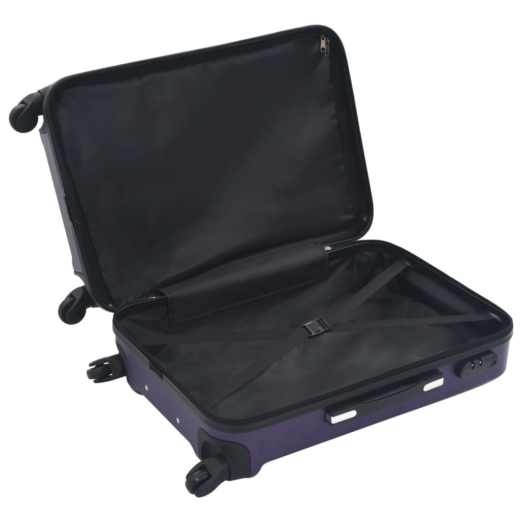 vidaXL Hardcase Trolley Set 3 pcs Purple ABS - Drakoi Marketplace