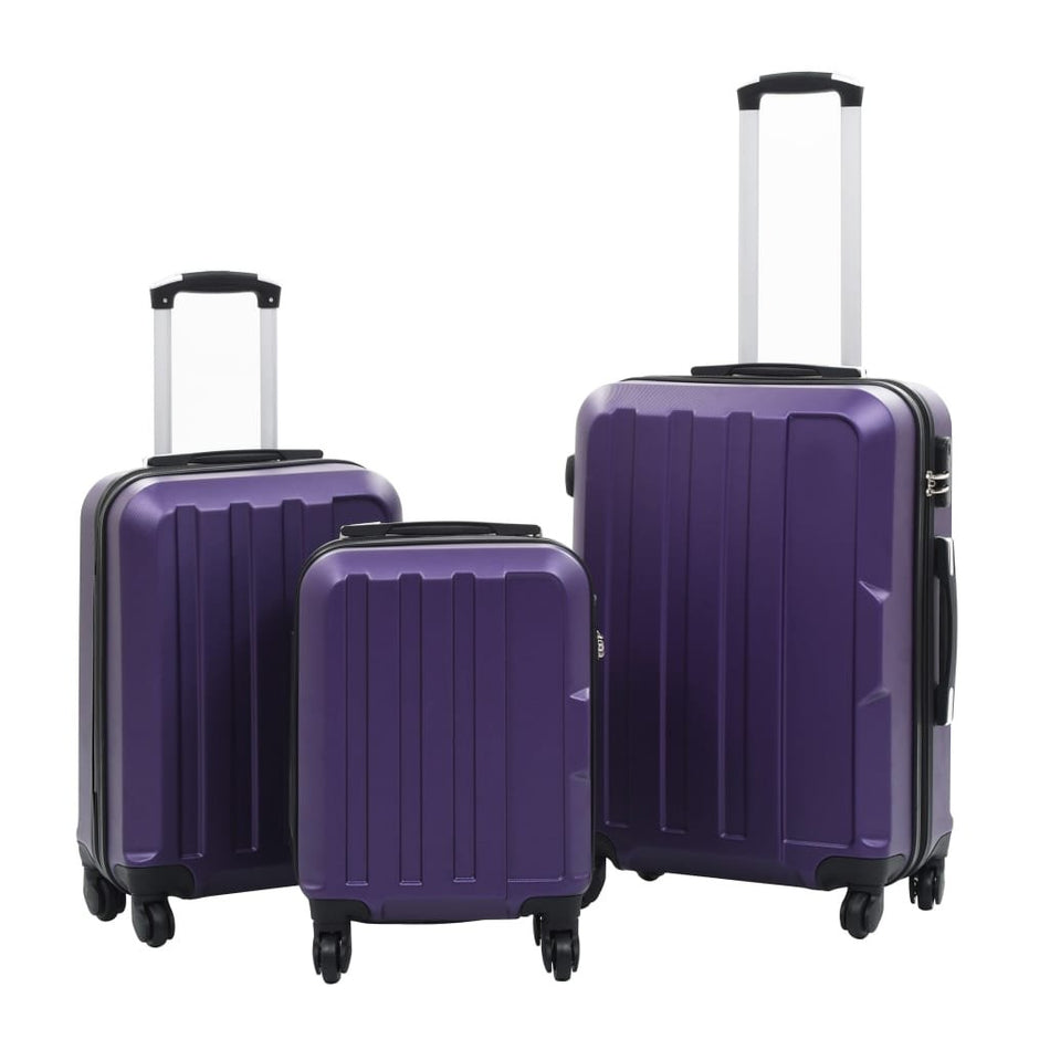 vidaXL Hardcase Trolley Set 3 pcs Purple ABS - Drakoi Marketplace