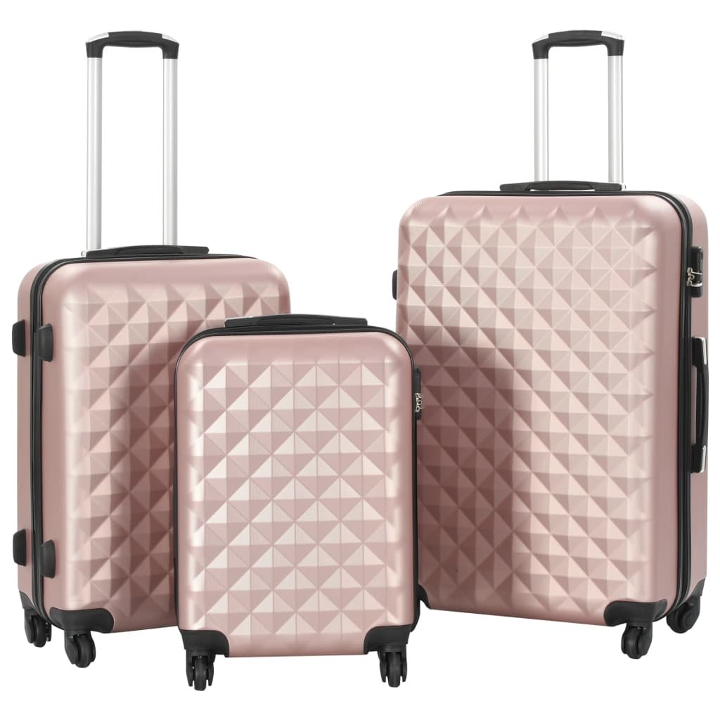 vidaXL Hardcase Trolley Set 3 pcs Rose Gold ABS - Drakoi Marketplace