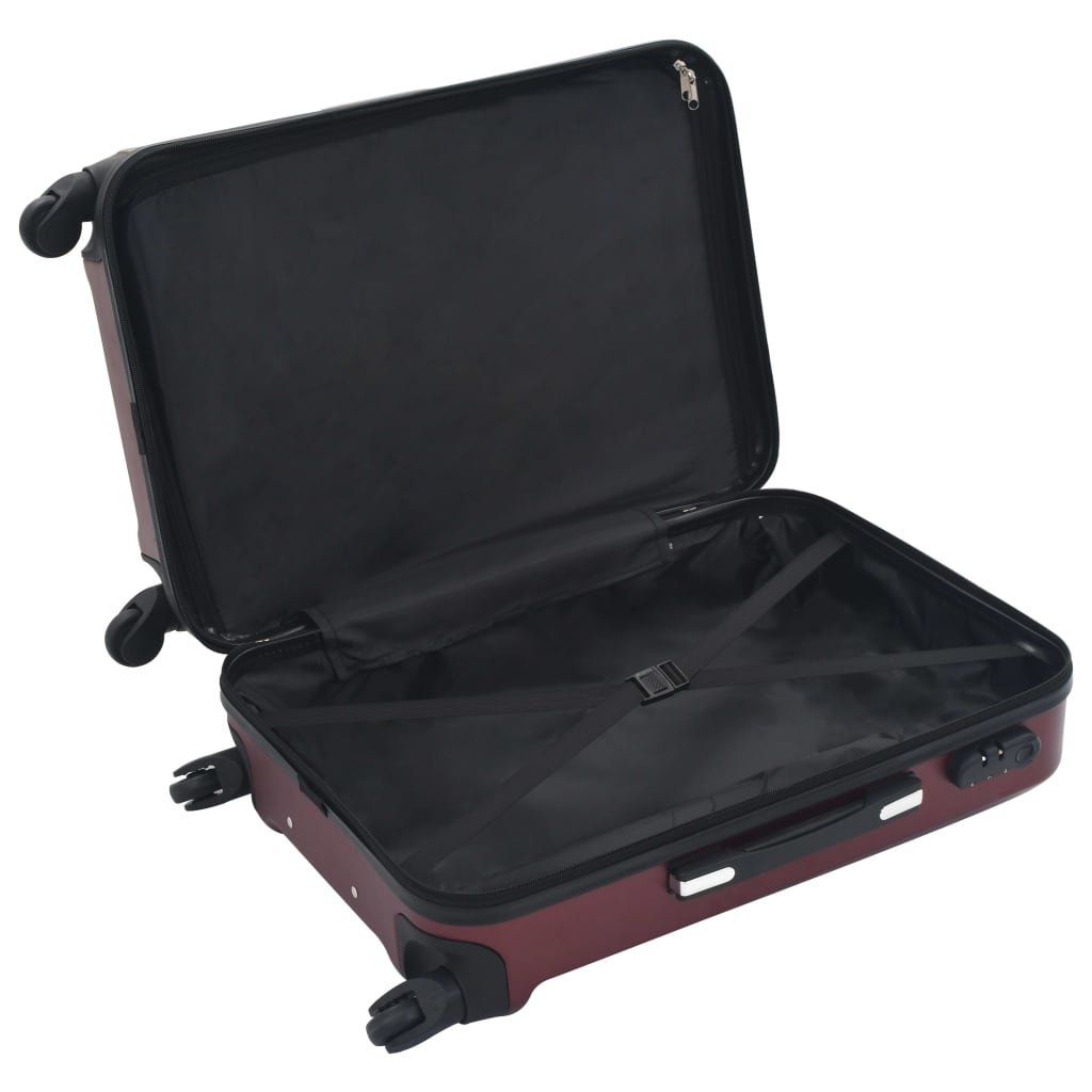 vidaXL Hardcase Trolley Set 3 pcs Wine Red ABS - Drakoi Marketplace