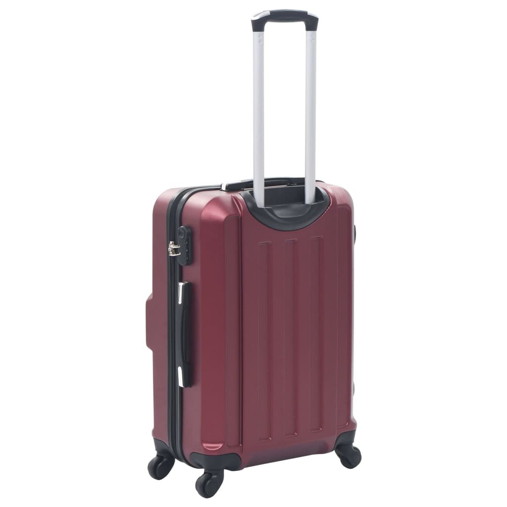 vidaXL Hardcase Trolley Set 3 pcs Wine Red ABS - Drakoi Marketplace