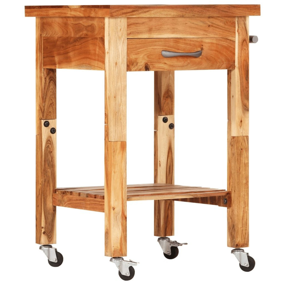 vidaXL Kitchen Trolley 21.7"x21.7"x35" Solid Wood Acacia - Drakoi Marketplace