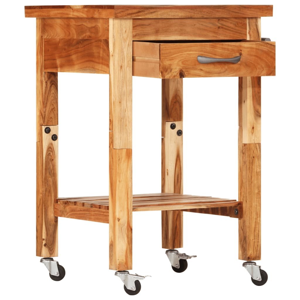 vidaXL Kitchen Trolley 21.7"x21.7"x35" Solid Wood Acacia - Drakoi Marketplace