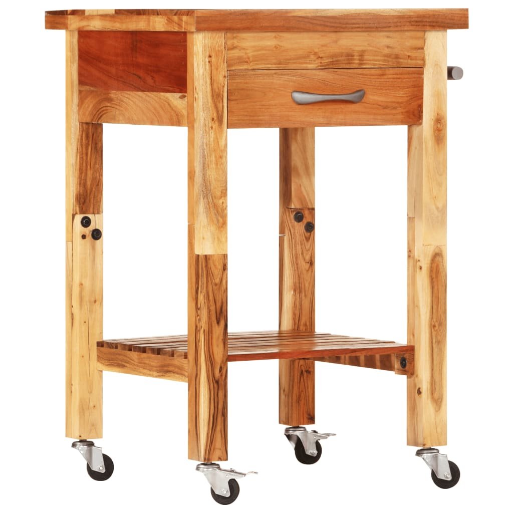 vidaXL Kitchen Trolley 21.7"x21.7"x35" Solid Wood Acacia - Drakoi Marketplace