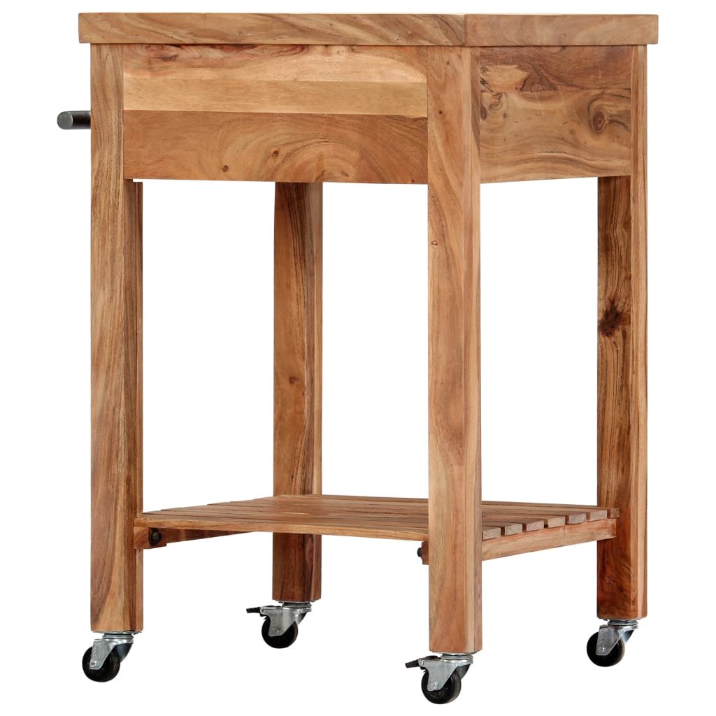 vidaXL Kitchen Trolley 22.8"x22.8"x35" Solid Wood Acacia - Drakoi Marketplace