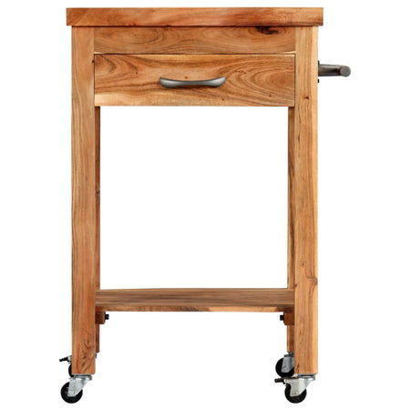 vidaXL Kitchen Trolley 22.8"x22.8"x35" Solid Wood Acacia - Drakoi Marketplace