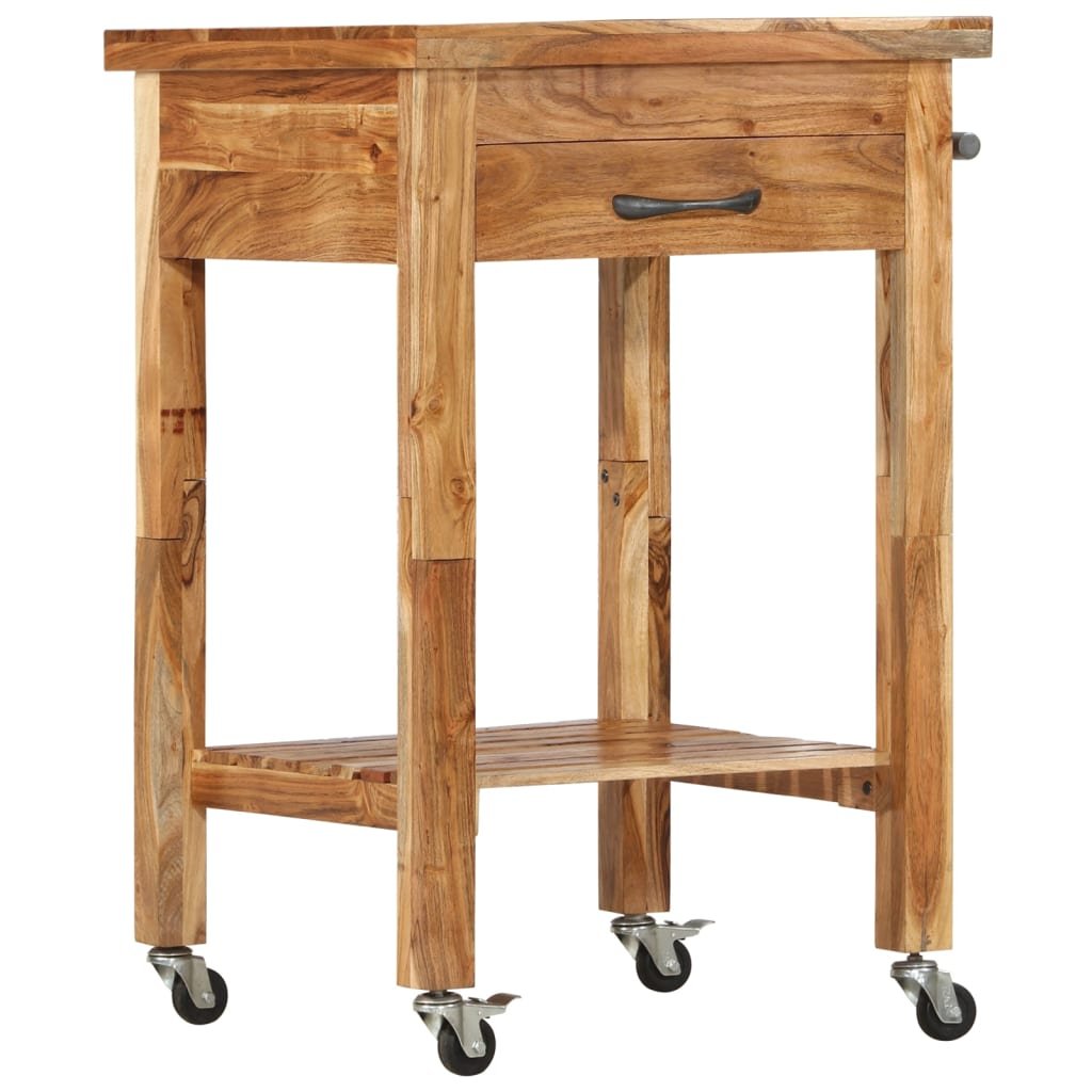 vidaXL Kitchen Trolley 22.8"x22.8"x35" Solid Wood Acacia - Drakoi Marketplace