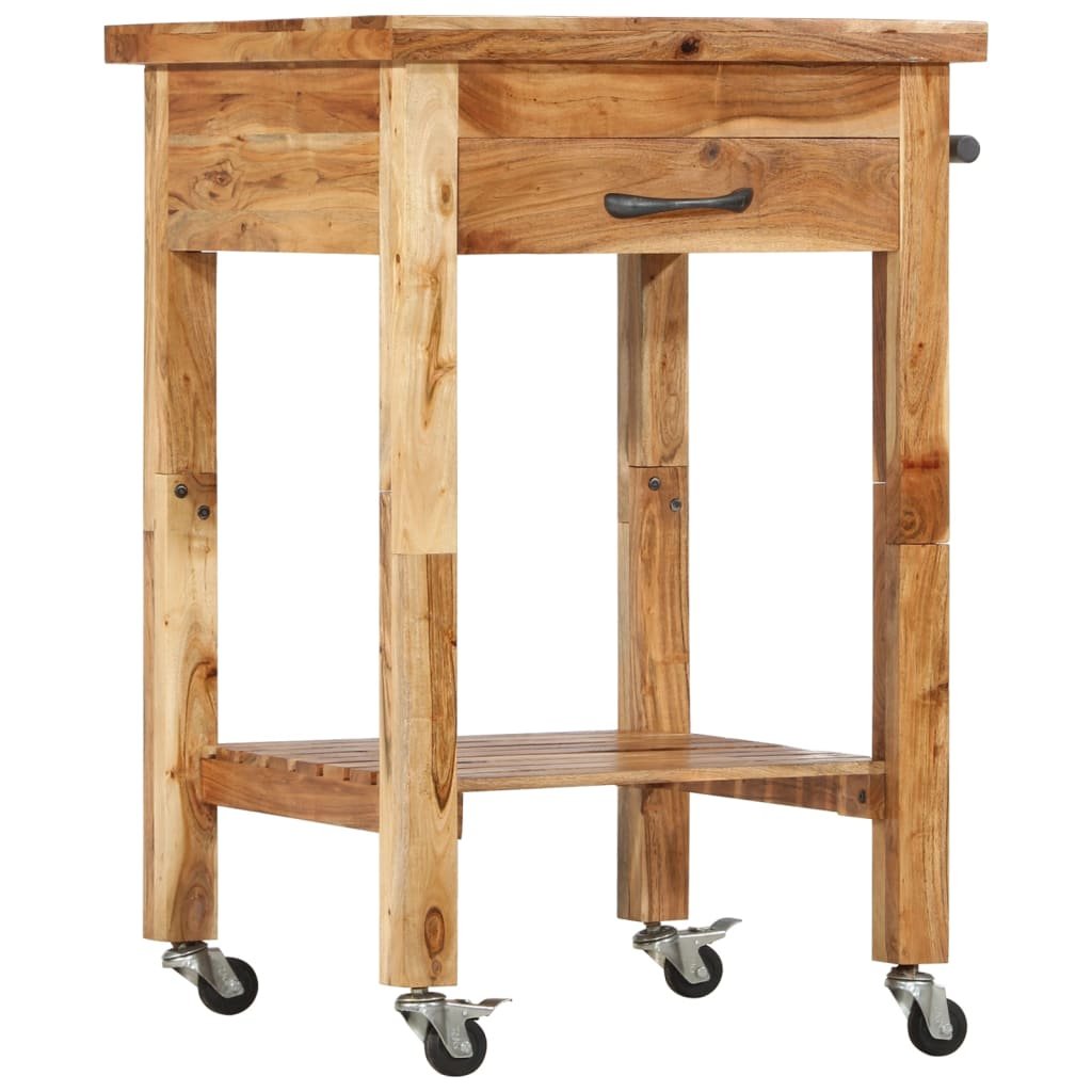 vidaXL Kitchen Trolley 22.8"x22.8"x35" Solid Wood Acacia - Drakoi Marketplace