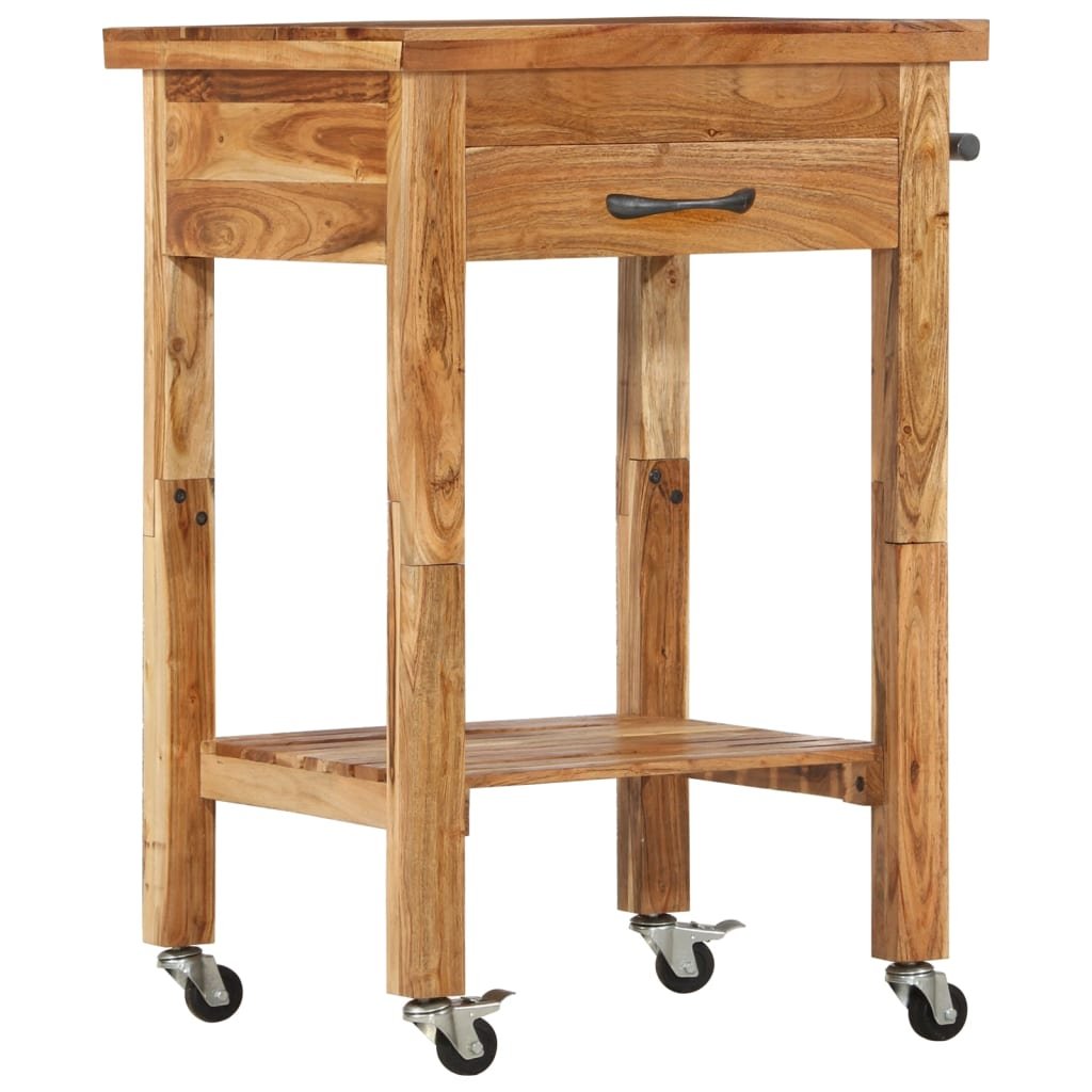 vidaXL Kitchen Trolley 22.8"x22.8"x35" Solid Wood Acacia - Drakoi Marketplace