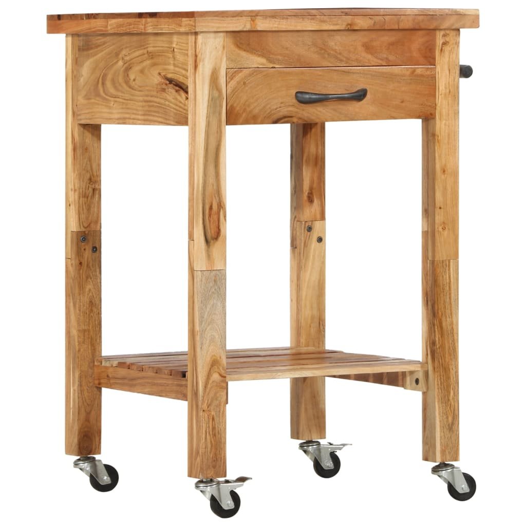 vidaXL Kitchen Trolley 22.8"x22.8"x35" Solid Wood Acacia - Drakoi Marketplace