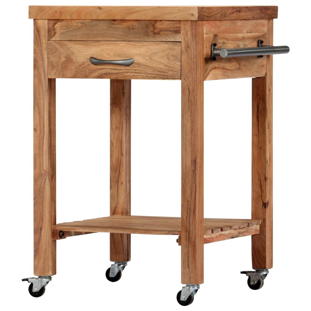 vidaXL Kitchen Trolley 22.8"x22.8"x35" Solid Wood Acacia - Drakoi Marketplace