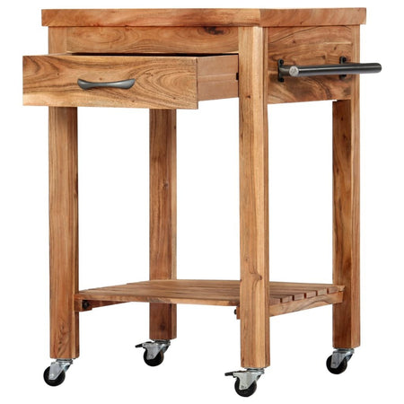 vidaXL Kitchen Trolley 22.8"x22.8"x35" Solid Wood Acacia - Drakoi Marketplace