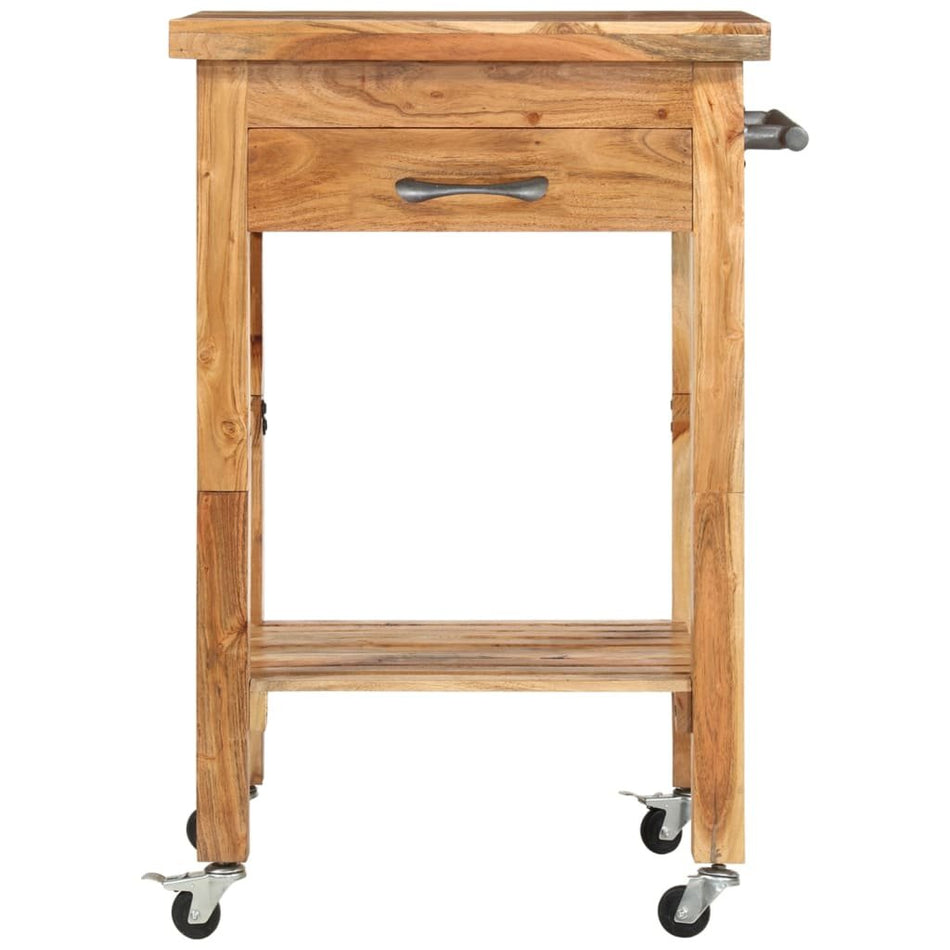 vidaXL Kitchen Trolley 22.8"x22.8"x35" Solid Wood Acacia - Drakoi Marketplace