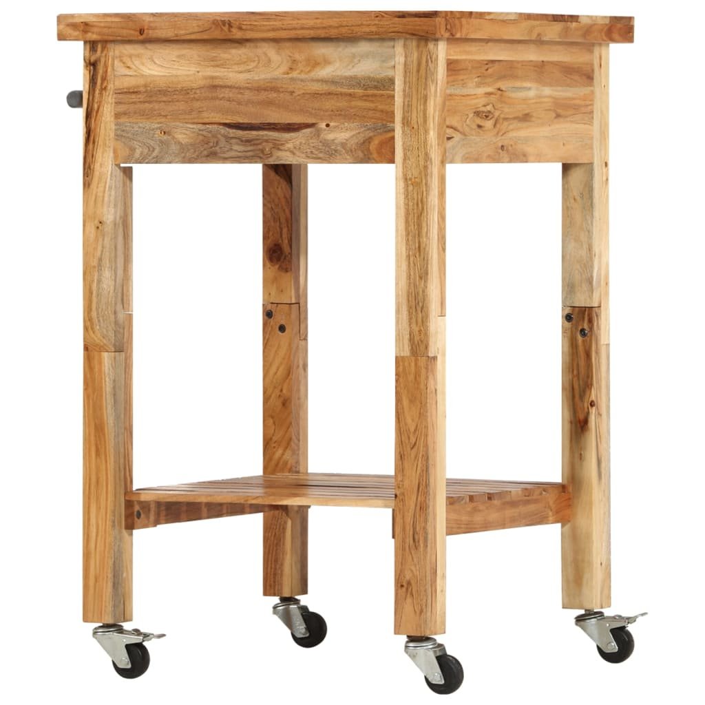 vidaXL Kitchen Trolley 22.8"x22.8"x35" Solid Wood Acacia - Drakoi Marketplace