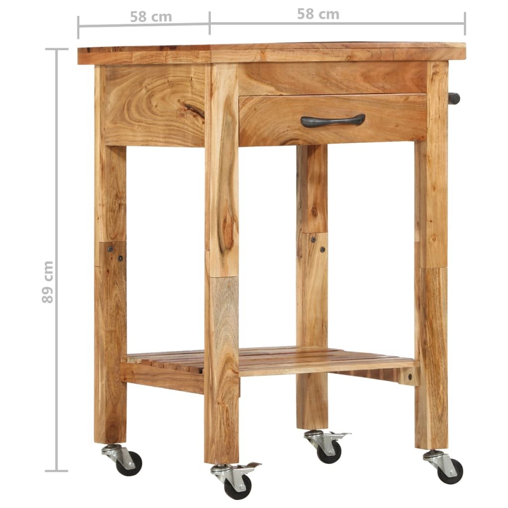 vidaXL Kitchen Trolley 22.8"x22.8"x35" Solid Wood Acacia - Drakoi Marketplace