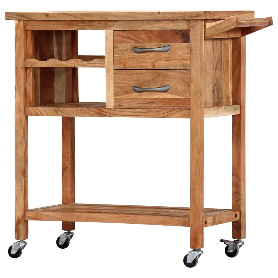 vidaXL Kitchen Trolley 31.5"x17.7"x35.8" Solid Wood Acacia - Drakoi Marketplace