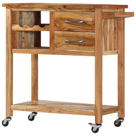 vidaXL Kitchen Trolley 31.5"x17.7"x35.8" Solid Wood Acacia - Drakoi Marketplace