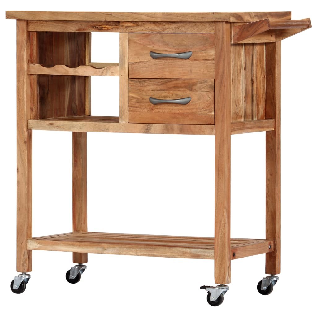 vidaXL Kitchen Trolley 31.5"x17.7"x35.8" Solid Wood Acacia - Drakoi Marketplace