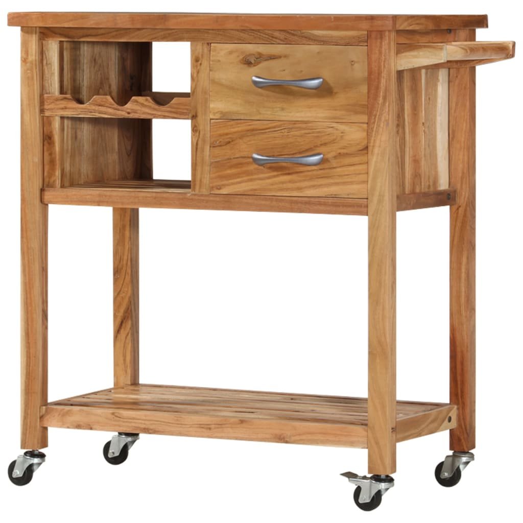 vidaXL Kitchen Trolley 31.5"x17.7"x35.8" Solid Wood Acacia - Drakoi Marketplace