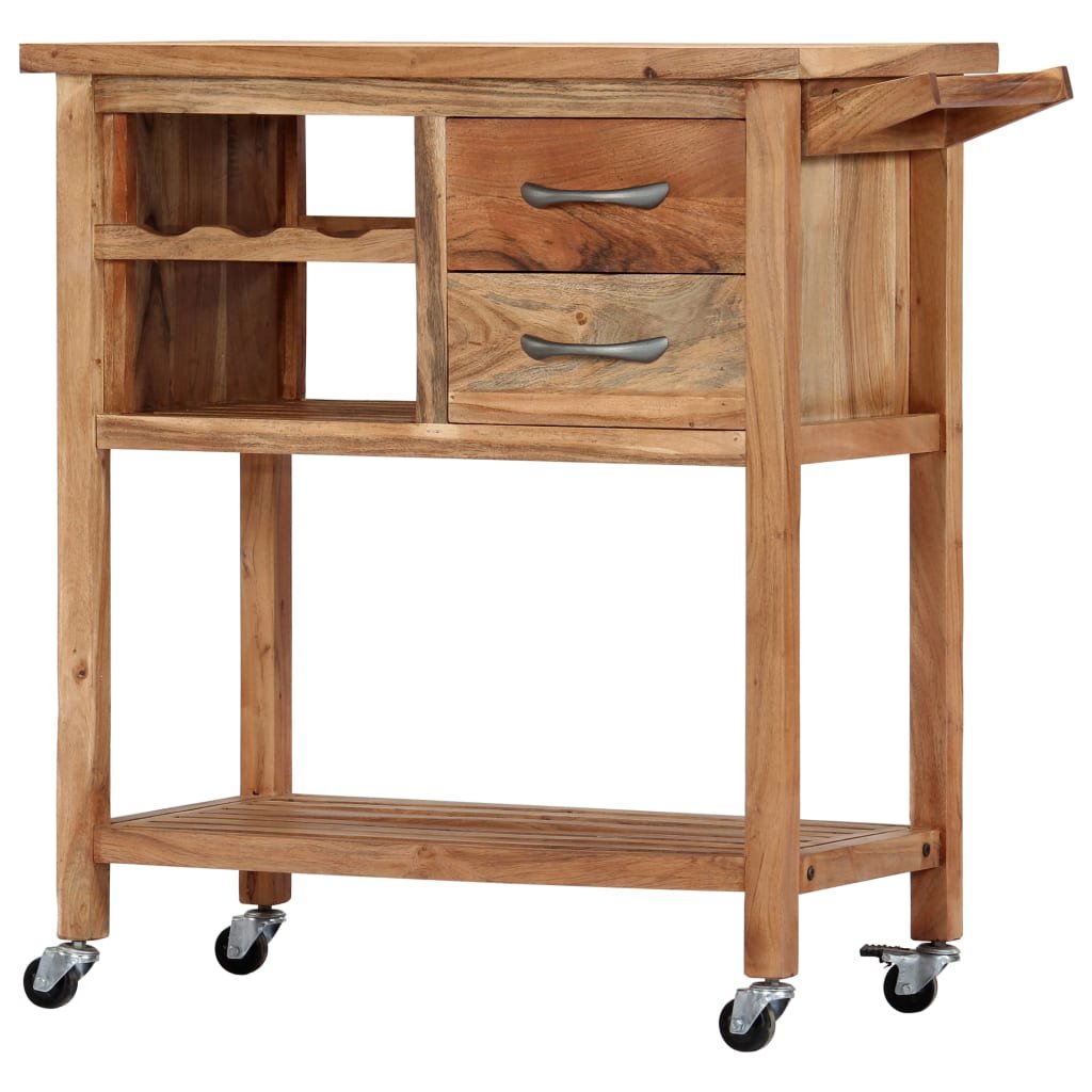 vidaXL Kitchen Trolley 31.5"x17.7"x35.8" Solid Wood Acacia - Drakoi Marketplace