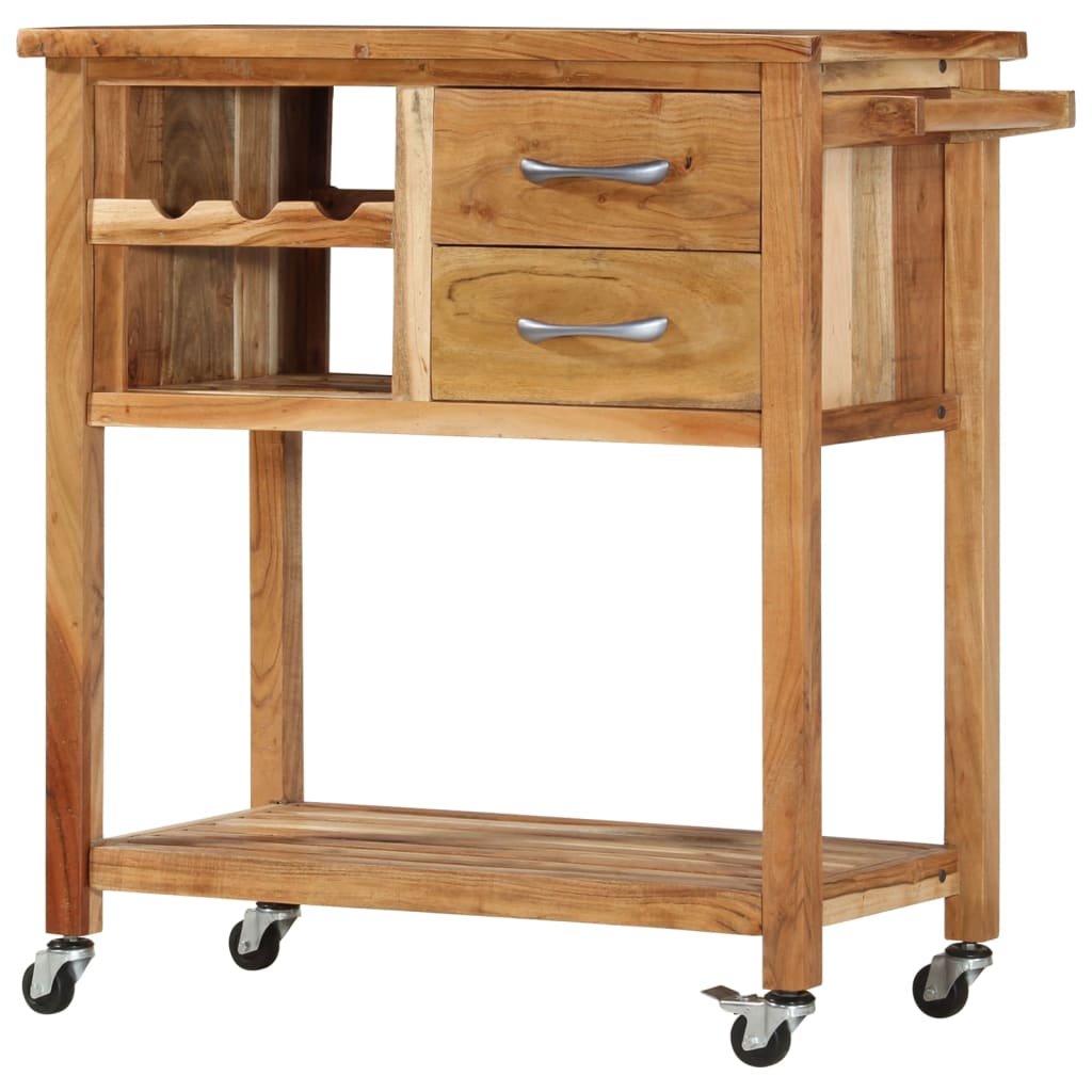 vidaXL Kitchen Trolley 31.5"x17.7"x35.8" Solid Wood Acacia - Drakoi Marketplace